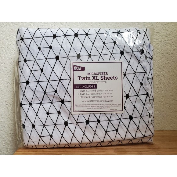 Twin XL Bedsheets Set Microfiber OCM College Dorm Geometric NWT w/Flaw - Picture 1 of 6